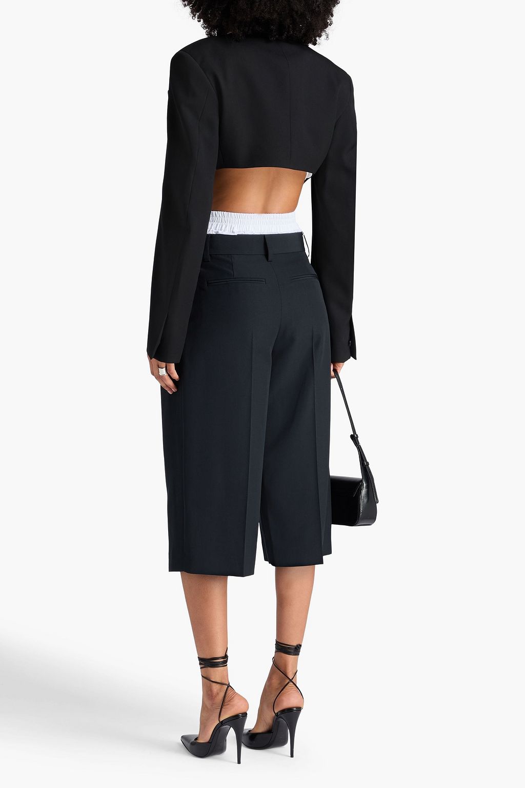 ALEXANDER WANG Layered twill and grain de poudre culottes