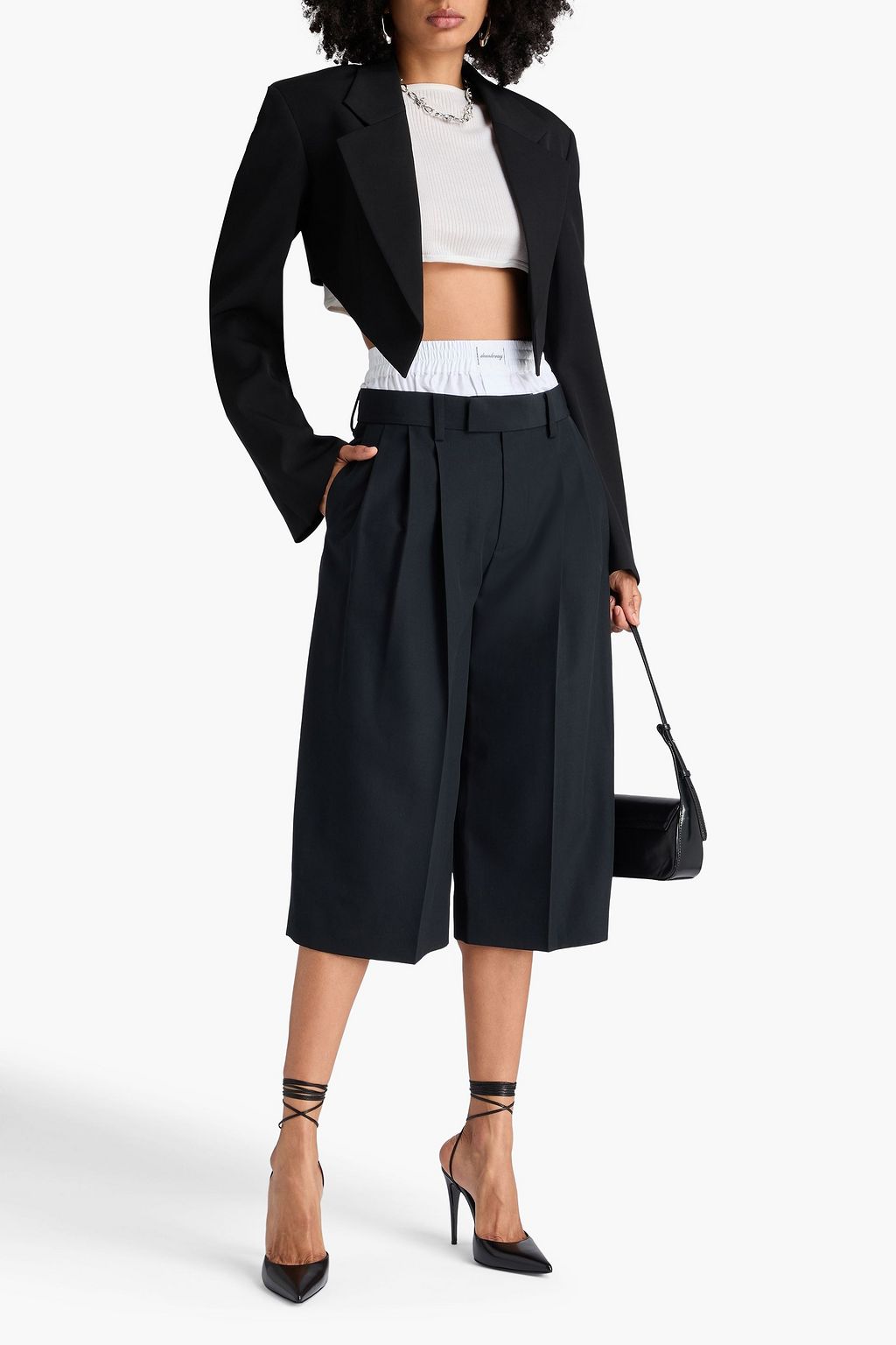 ALEXANDER WANG Layered twill and grain de poudre culottes