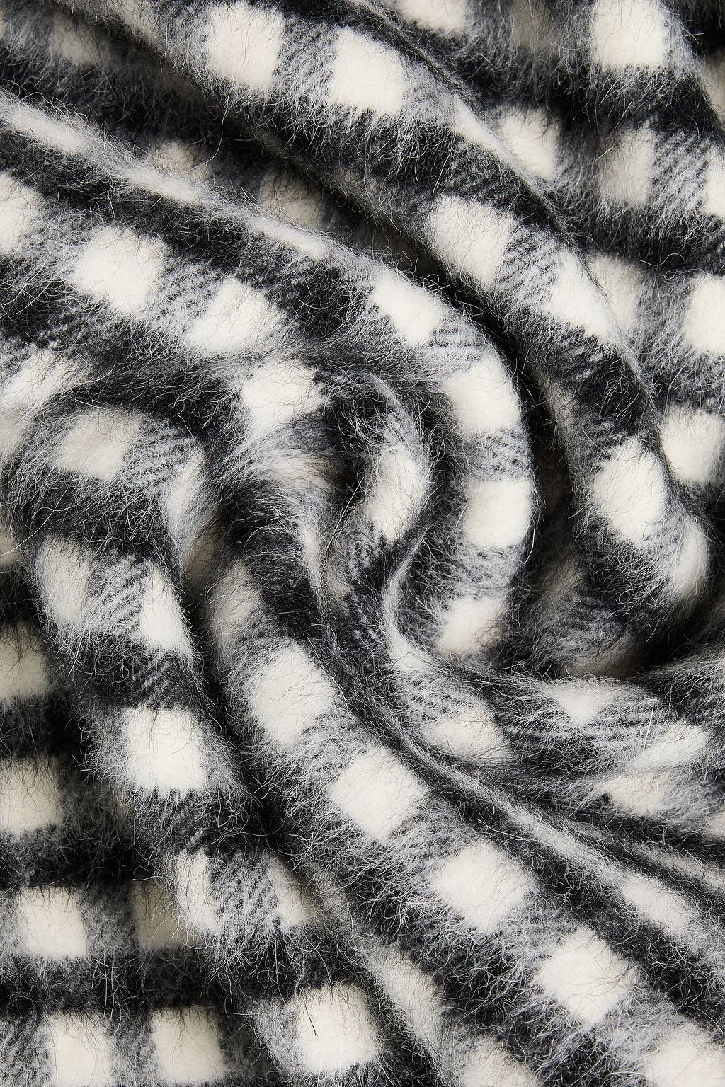 MARNI Fringed checked wool-blend scarf