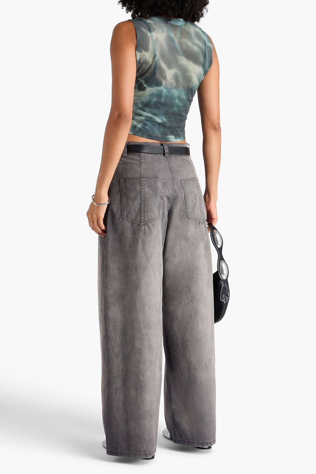 ALEXANDER WANG Faded cotton-twill wide-leg pants