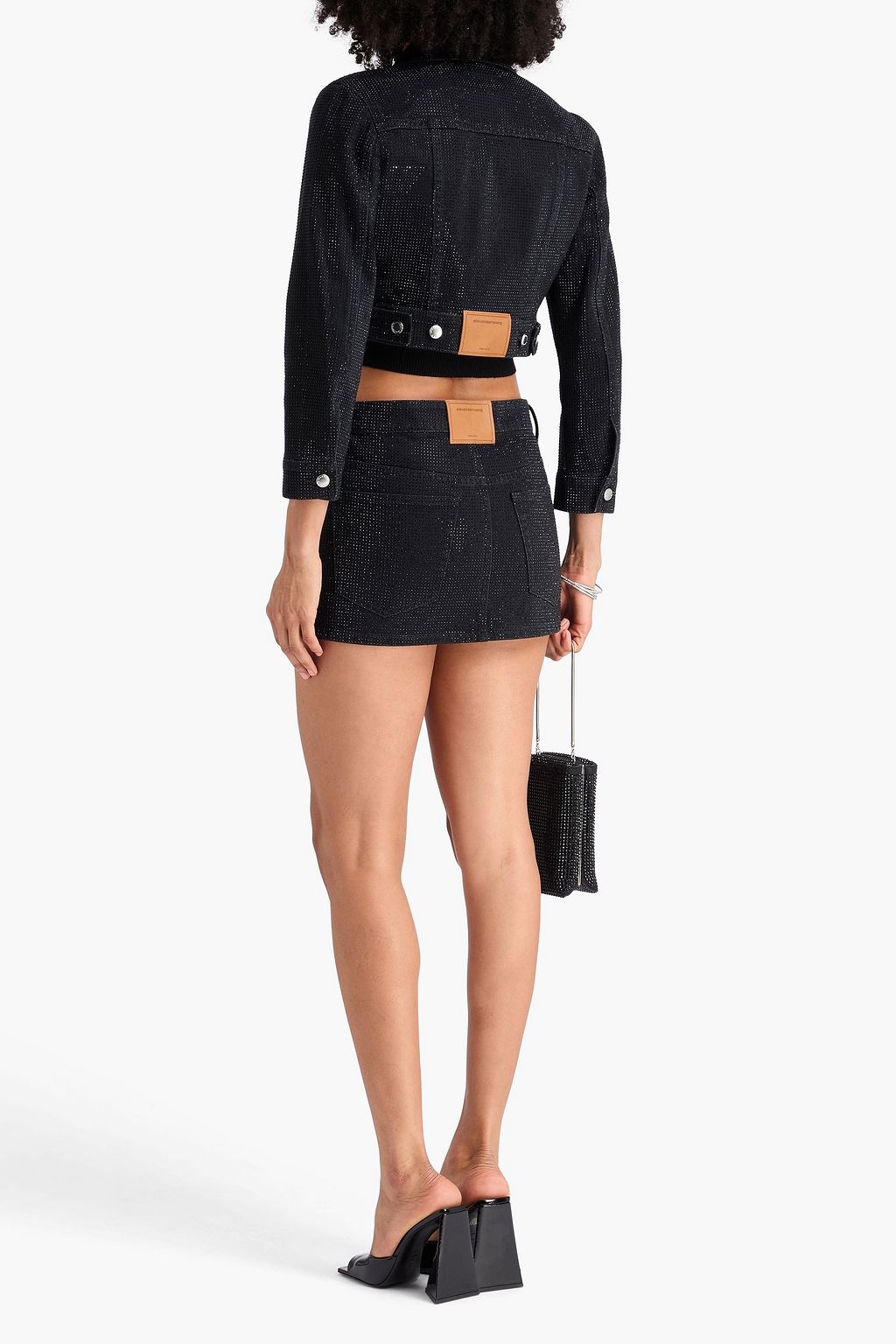 ALEXANDER WANG Crystal-embellished denim mini skirt