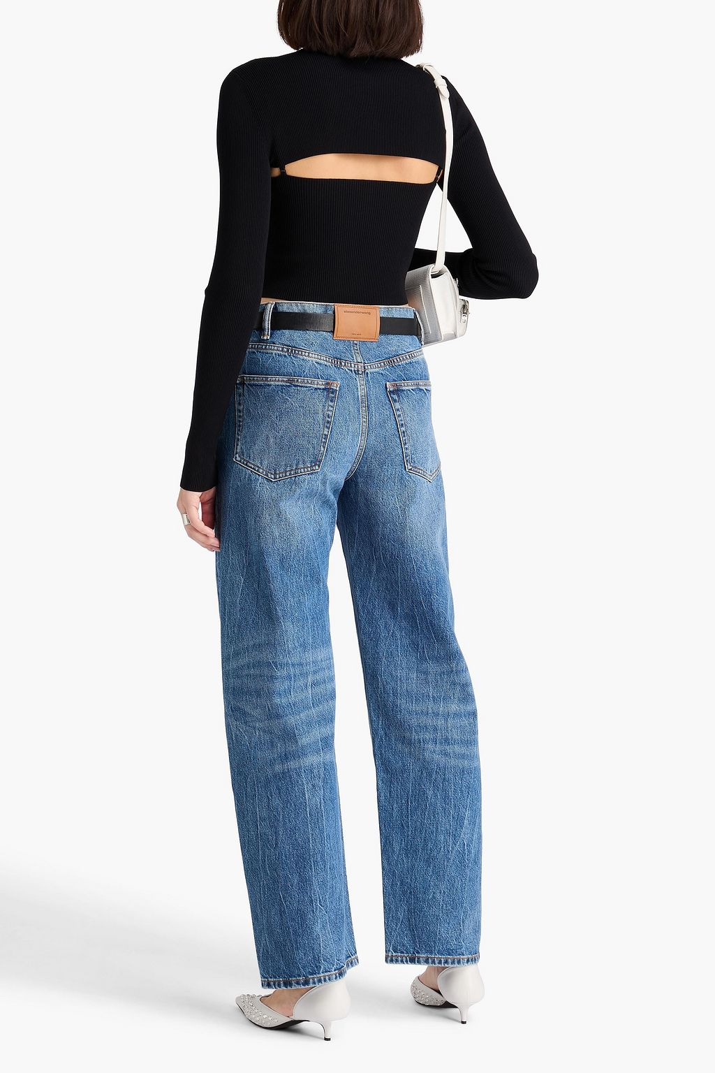 ALEXANDER WANG Cropped cutout ribbed-knit top