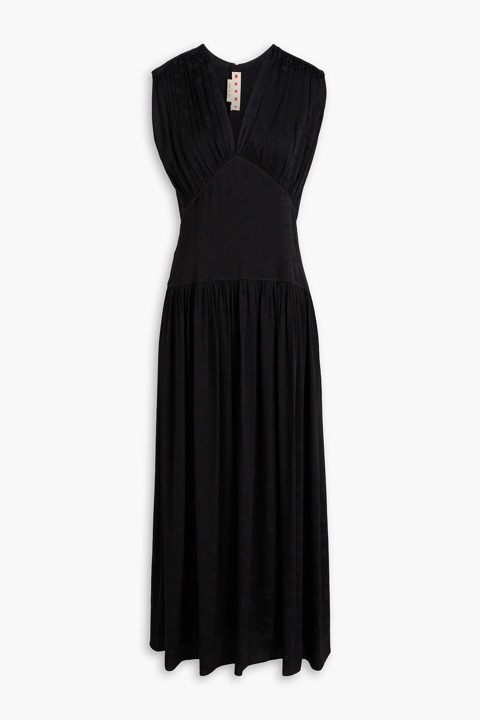 Marni Floral-jacquard Midi Dress In Black