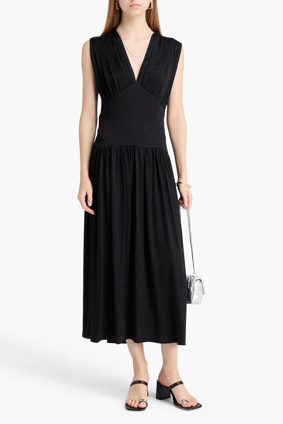 Marni Floral-jacquard Midi Dress In Black
