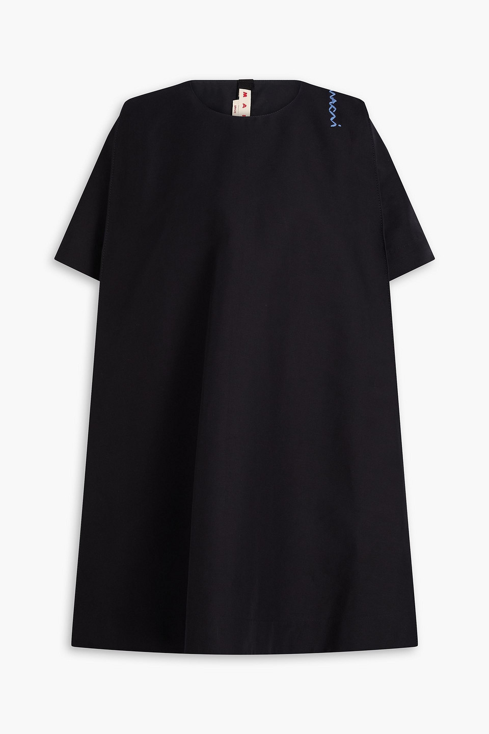 Marni Embroidered Cotton-broadcloth Mini Dress In Black