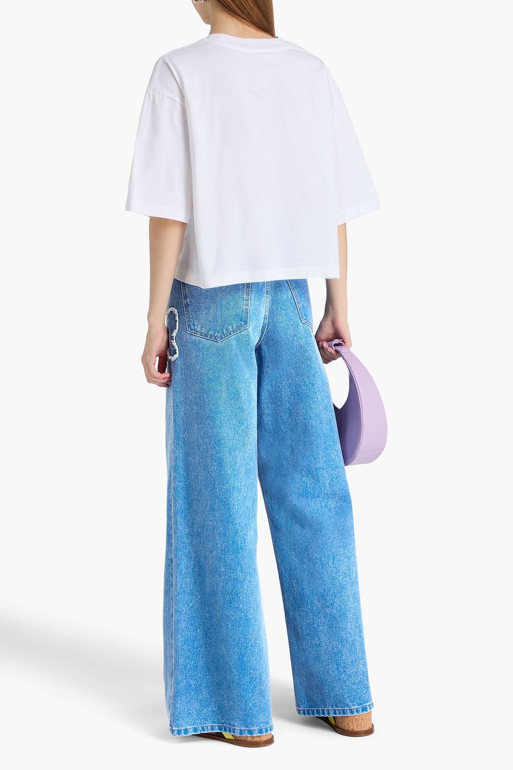 MARNI Floral-appliquéd high-rise wide-leg jeans