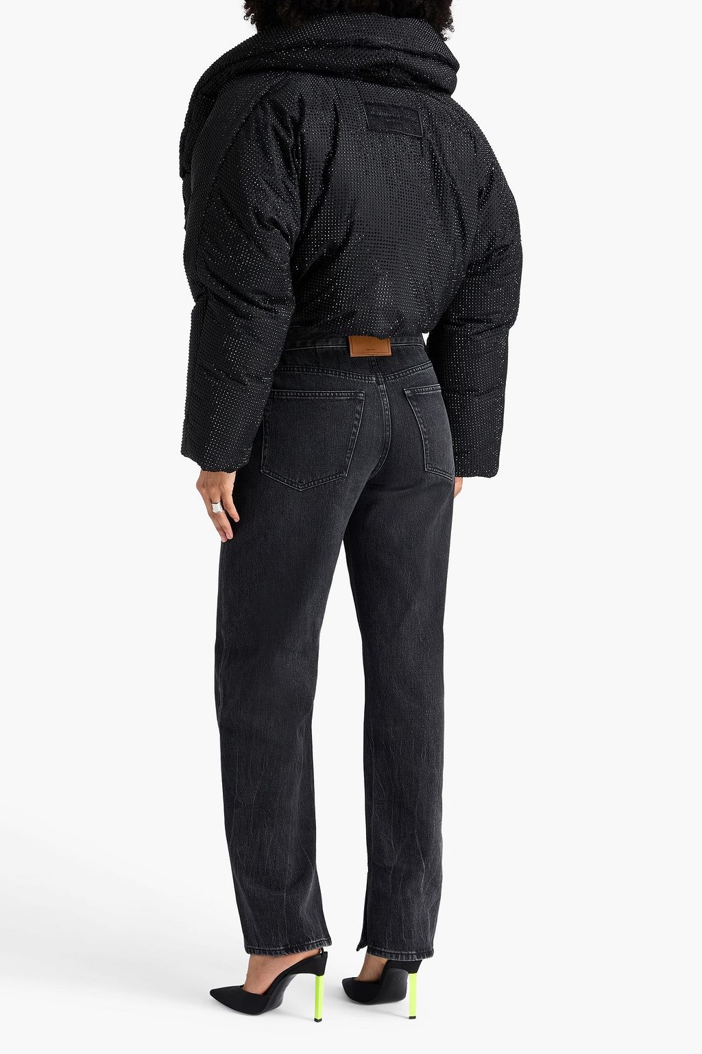 ALEXANDER WANG Cropped crystal-embellished shell jacket