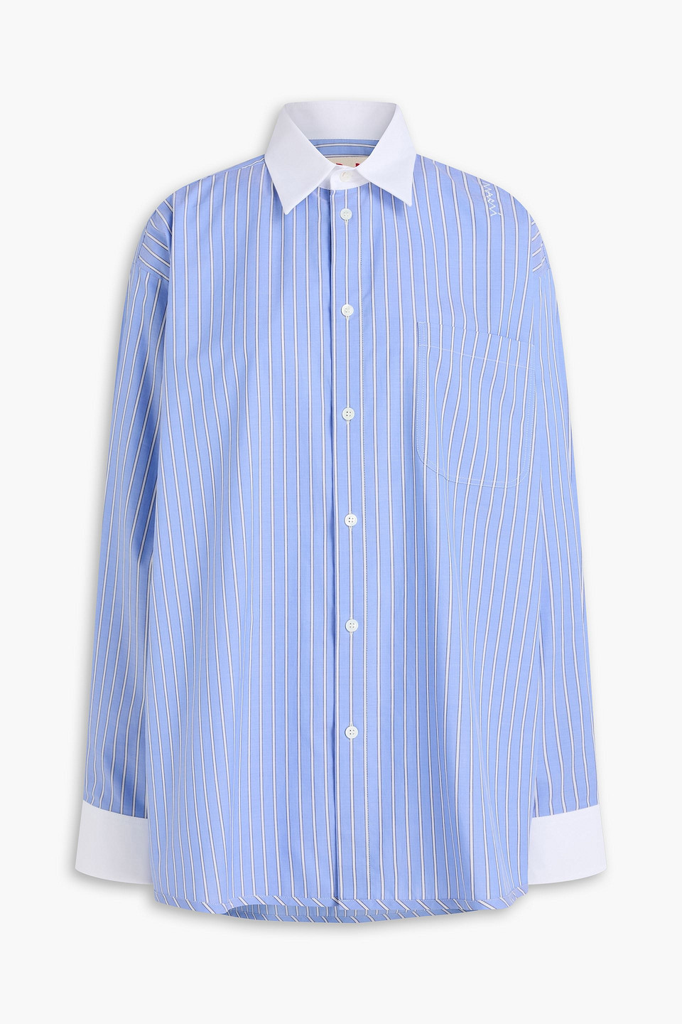 Marni Striped Cotton-poplin Shirt In Blue