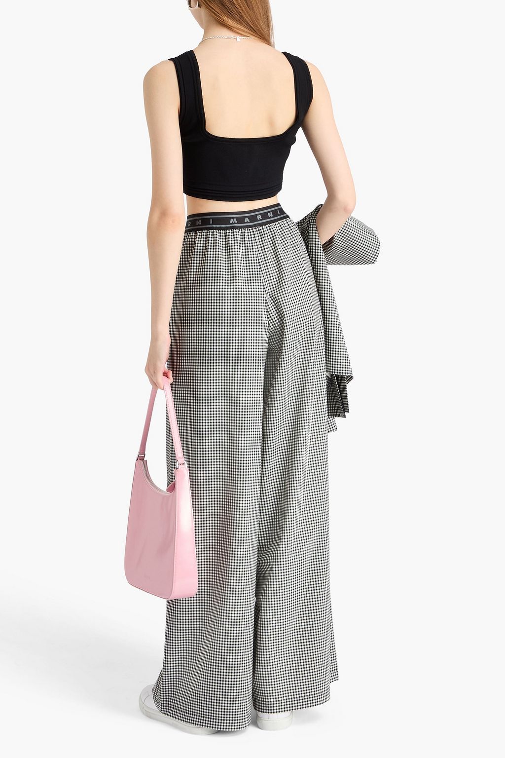 MARNI Gingham jacquard wide-leg pants