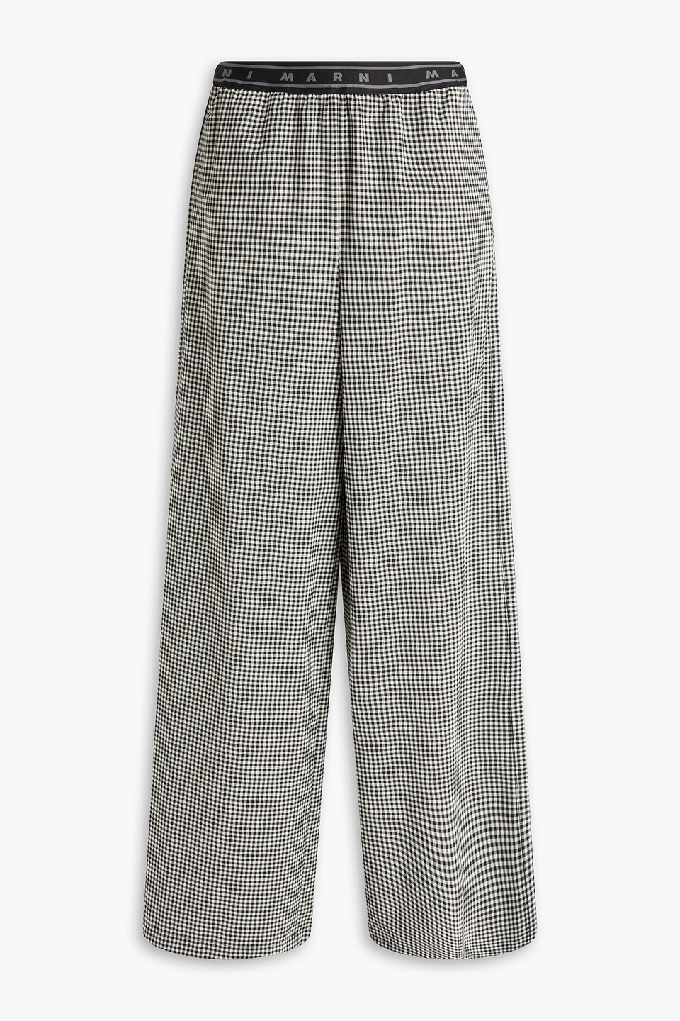 Marni Gingham Jacquard Wide-leg Pants In Black
