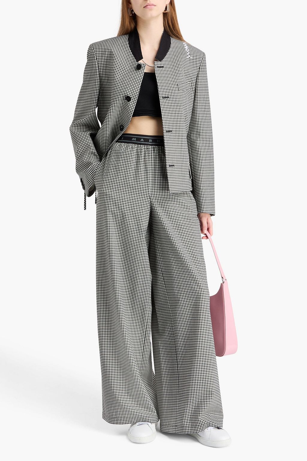 MARNI Gingham jacquard wide-leg pants