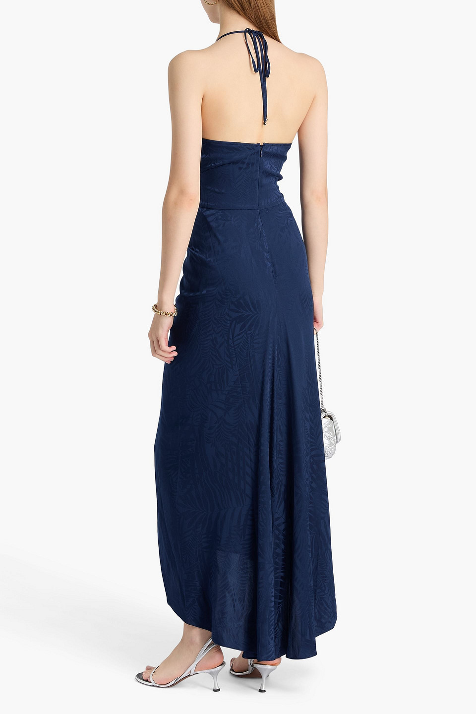  Veronica Beard - Neckholder-maxikleid „aldana“ Aus Glänzendem Jacquard Aus Einer Seidenmischung Mit Raffungen - Blau - Us 0 