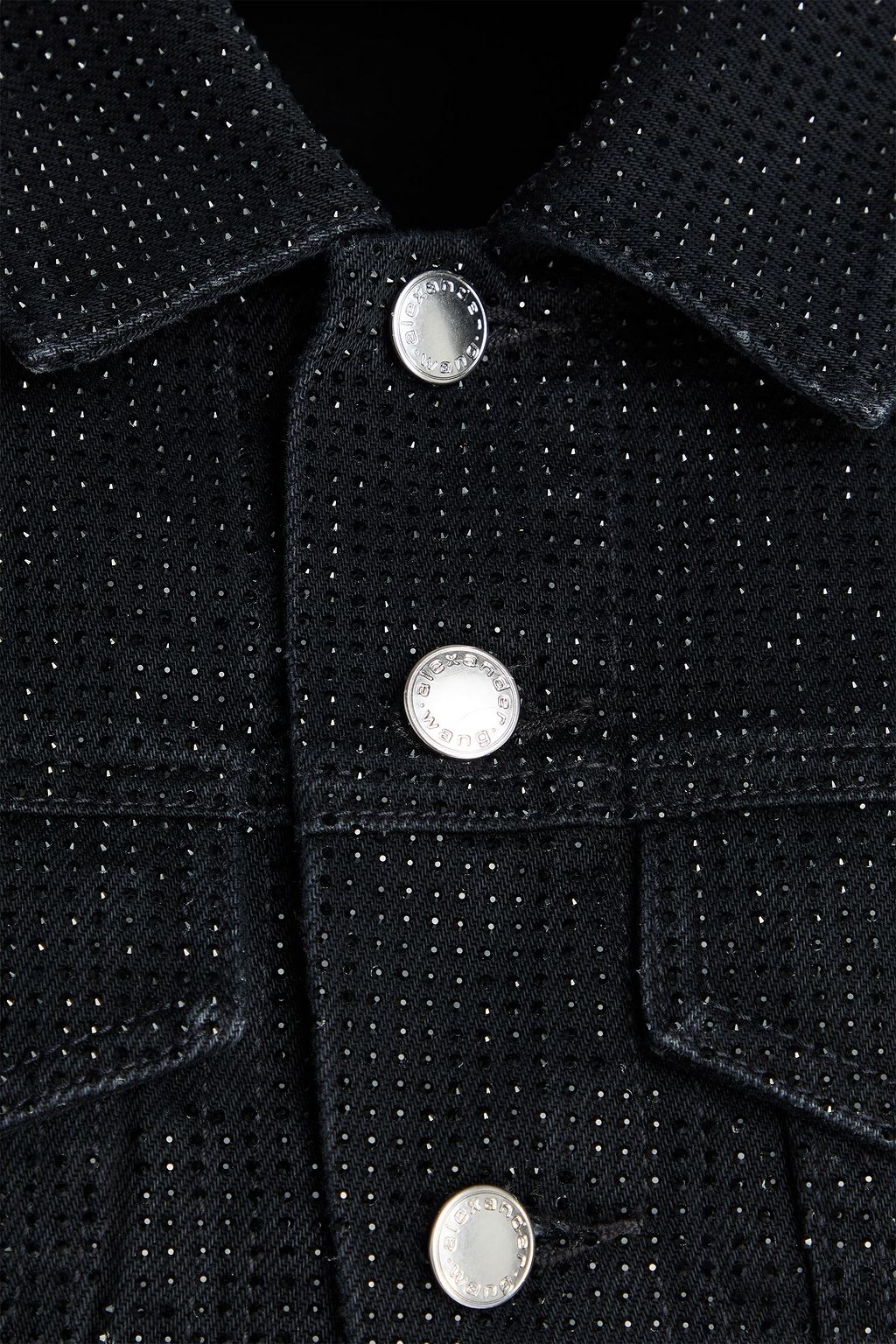 ALEXANDER WANG Cropped crystal-embellished denim jacket