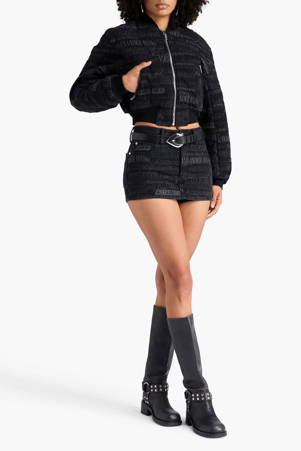 ALEXANDER WANG Cropped denim bomber jacket