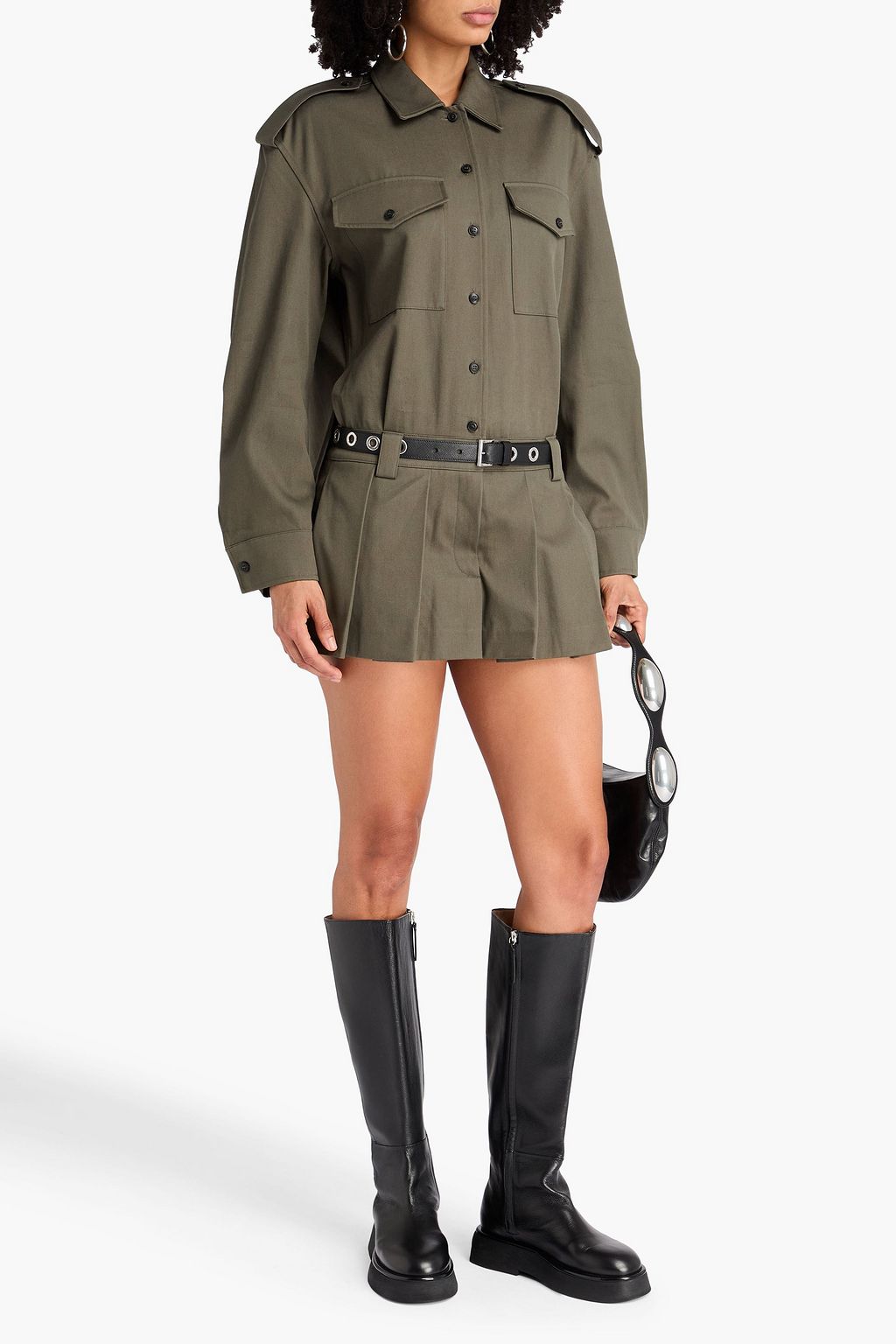 ALEXANDER WANG Skirt-effect cotton-twill playsuit