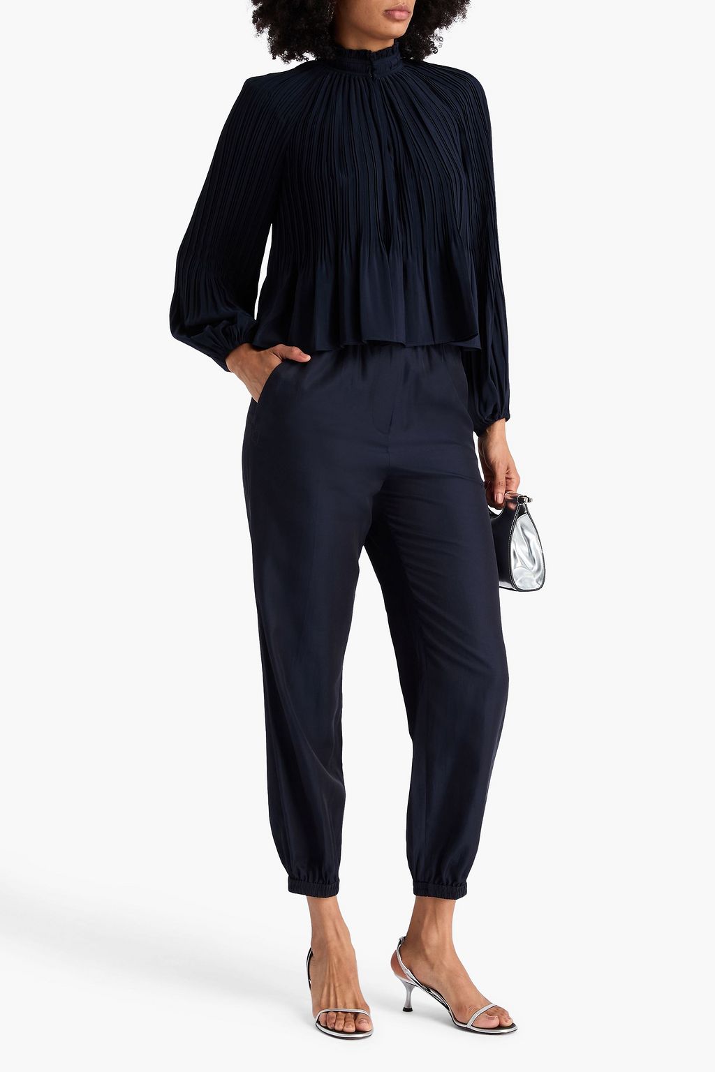 VERONICA BEARD Walker plissé-crepe blouse