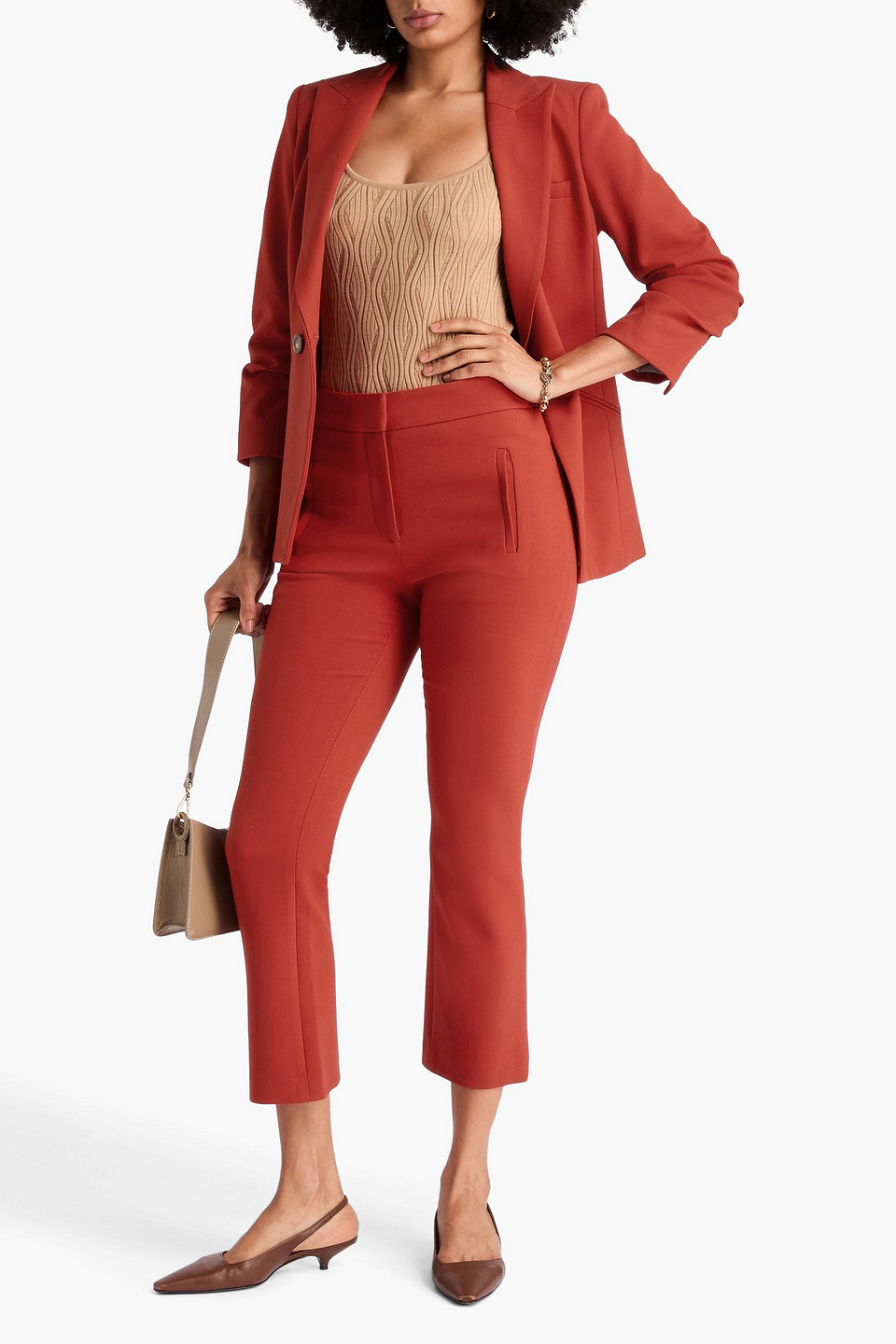  Veronica Beard - Arte Cropped Crepe Bootcut Pants - Red - Us 00 