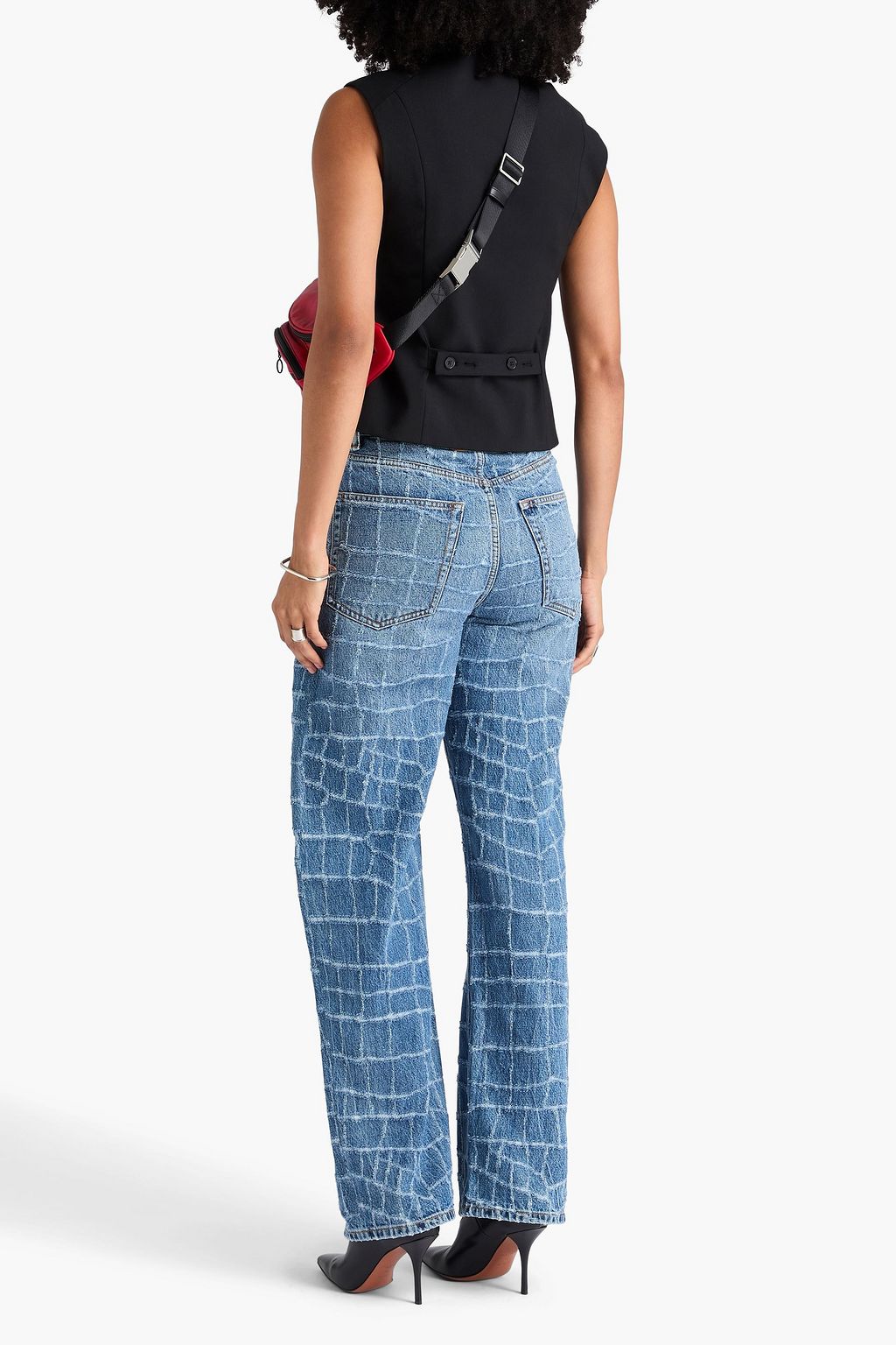 ALEXANDER WANG Distressed high-rise tapered jeans