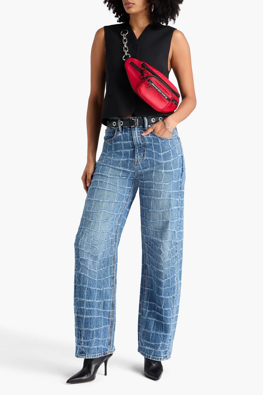 ALEXANDER WANG Distressed high-rise tapered jeans