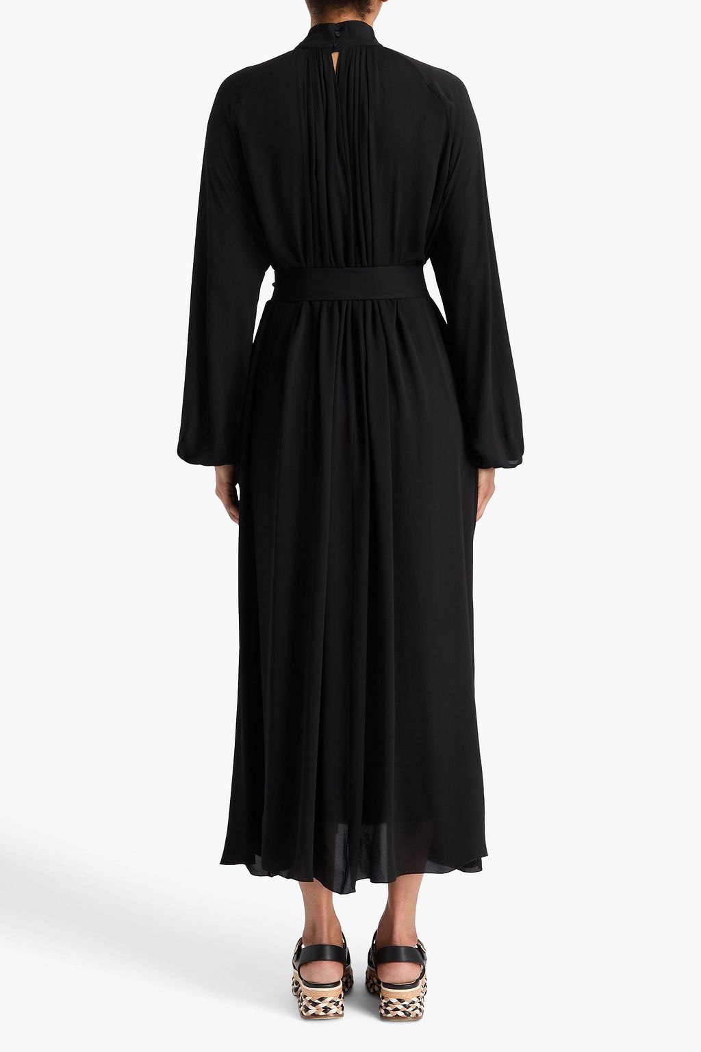 GABRIELA HEARST シルククレープ ミディワンピース ベルト付き