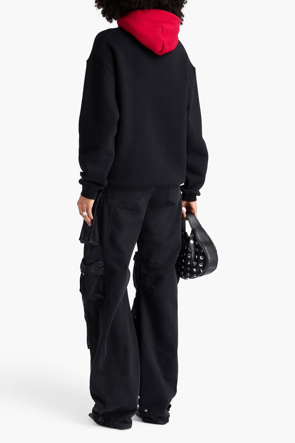 ALEXANDER WANG Two-tone printed cotton-fleece hoodie