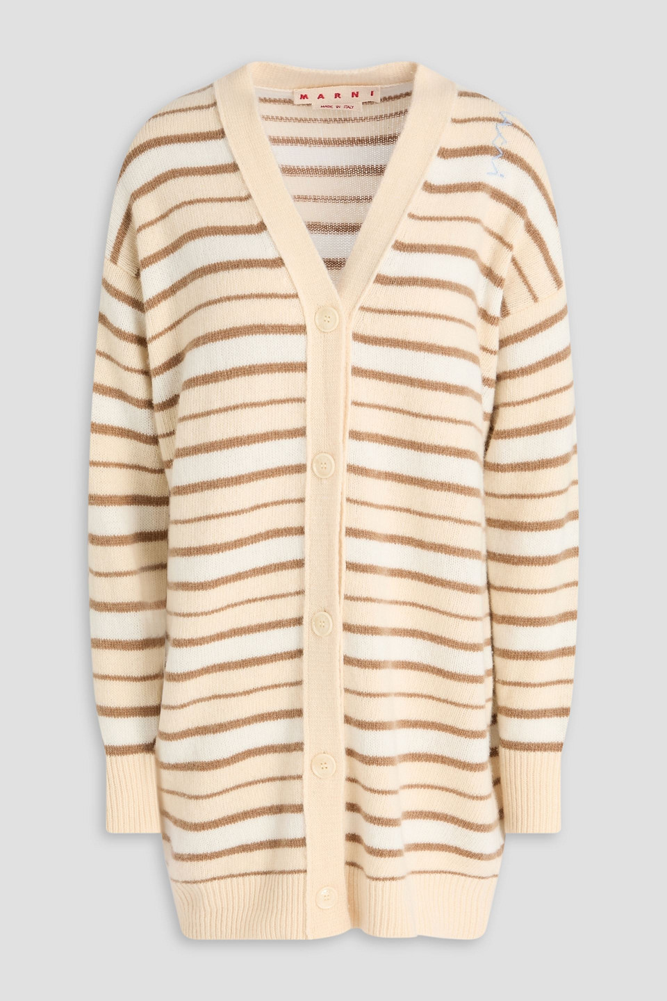 Marni Striped Wool And Cashmere-blend Cardigan In White