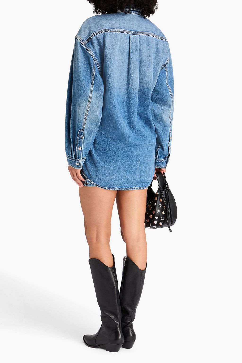 ALEXANDER WANG Prestyle draped faded denim mini shirt dress