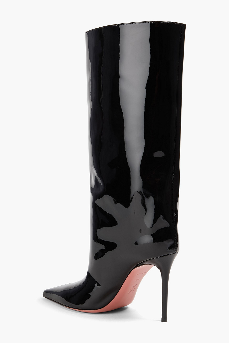 Amina Muaddi Stiefel „fiona“ Aus Lackleder In Black