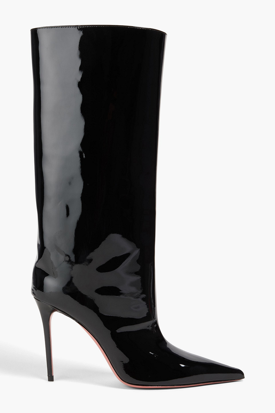 Amina Muaddi Stiefel „fiona“ Aus Lackleder In Black