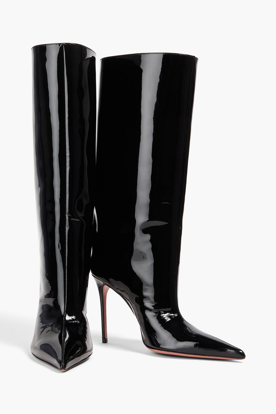 Amina Muaddi Stiefel „fiona“ Aus Lackleder In Black