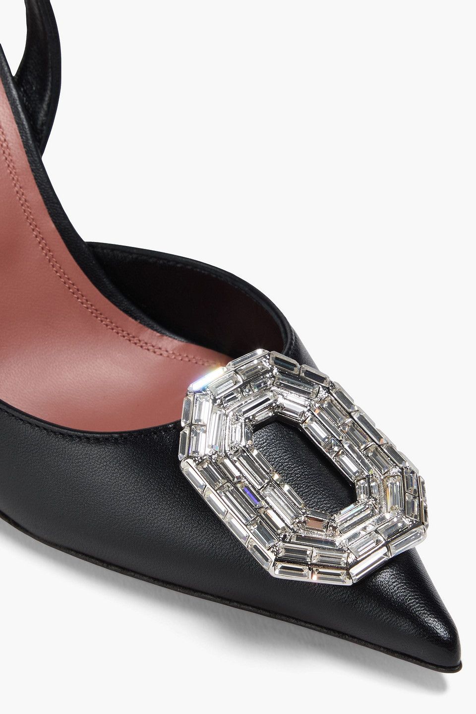 Amina Muaddi Camelia Crystal-embellished Leather Pumps In Black