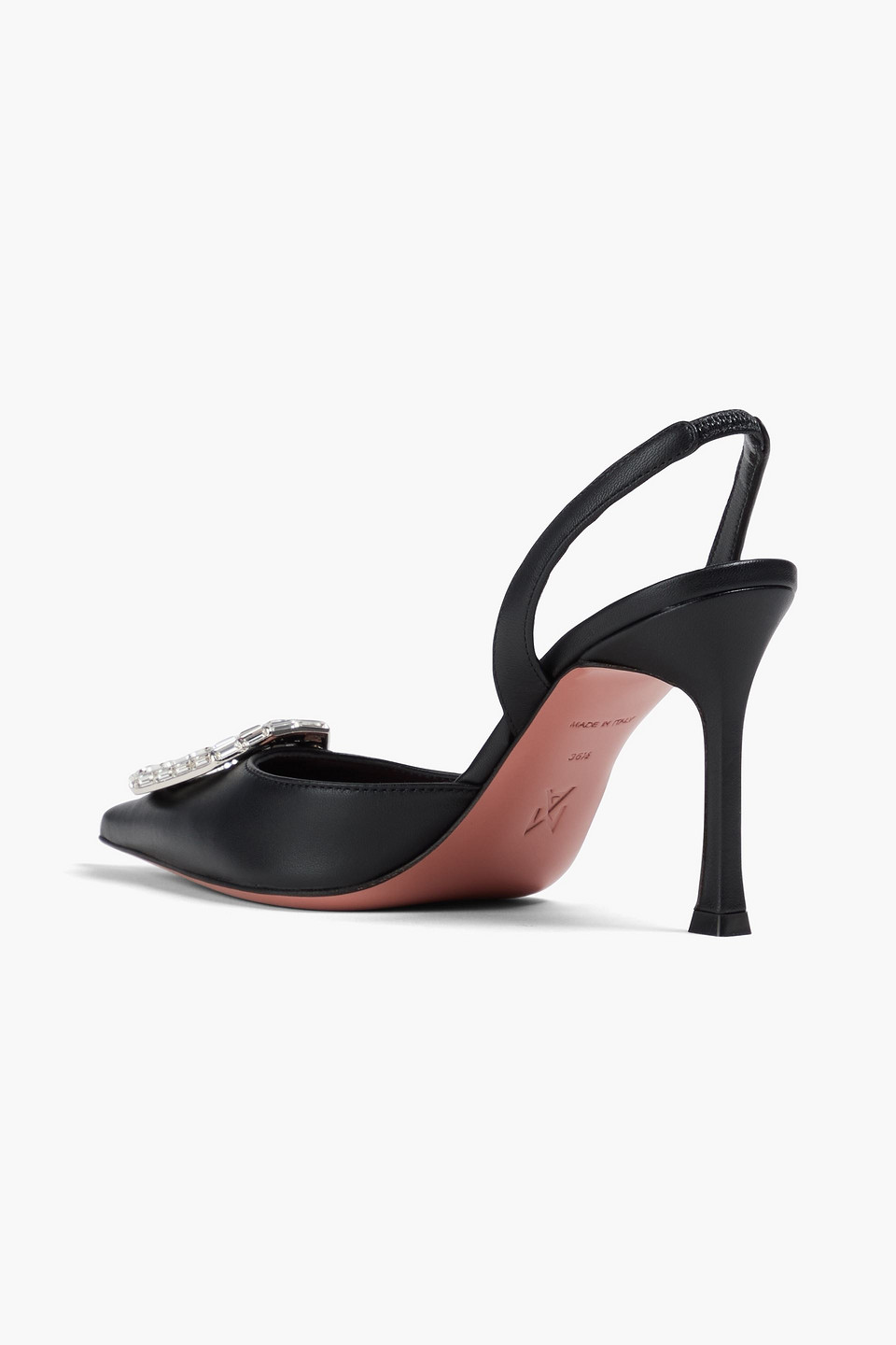 Amina Muaddi Camelia Crystal-embellished Leather Pumps In Black