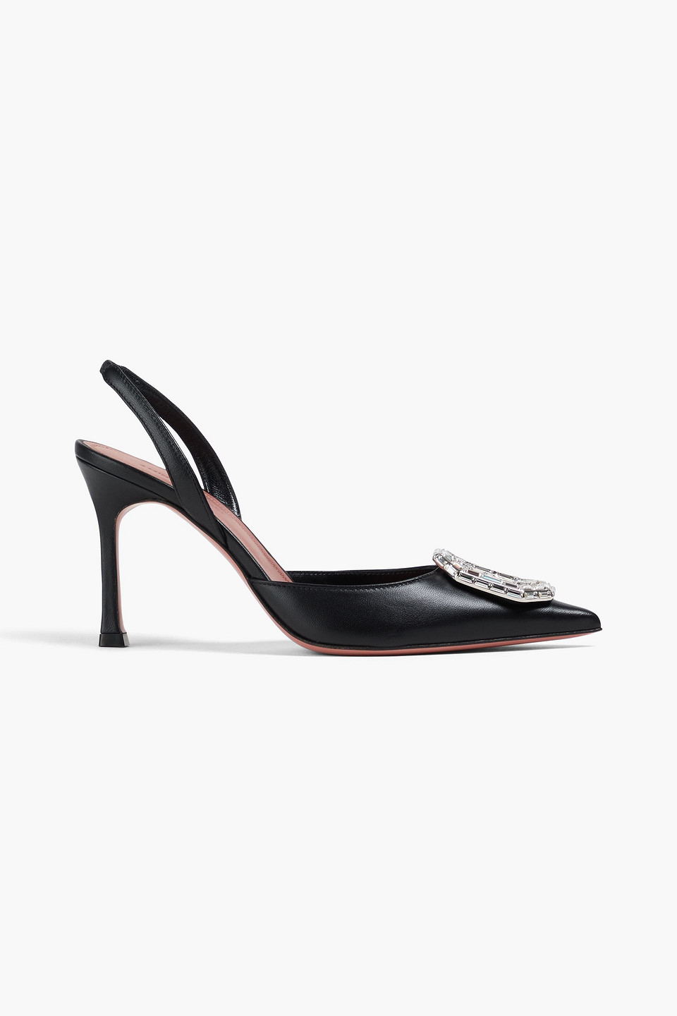 Amina Muaddi Camelia Crystal-embellished Leather Pumps In Black