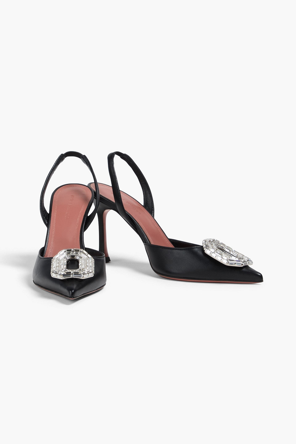 Amina Muaddi Camelia Crystal-embellished Leather Pumps In Black