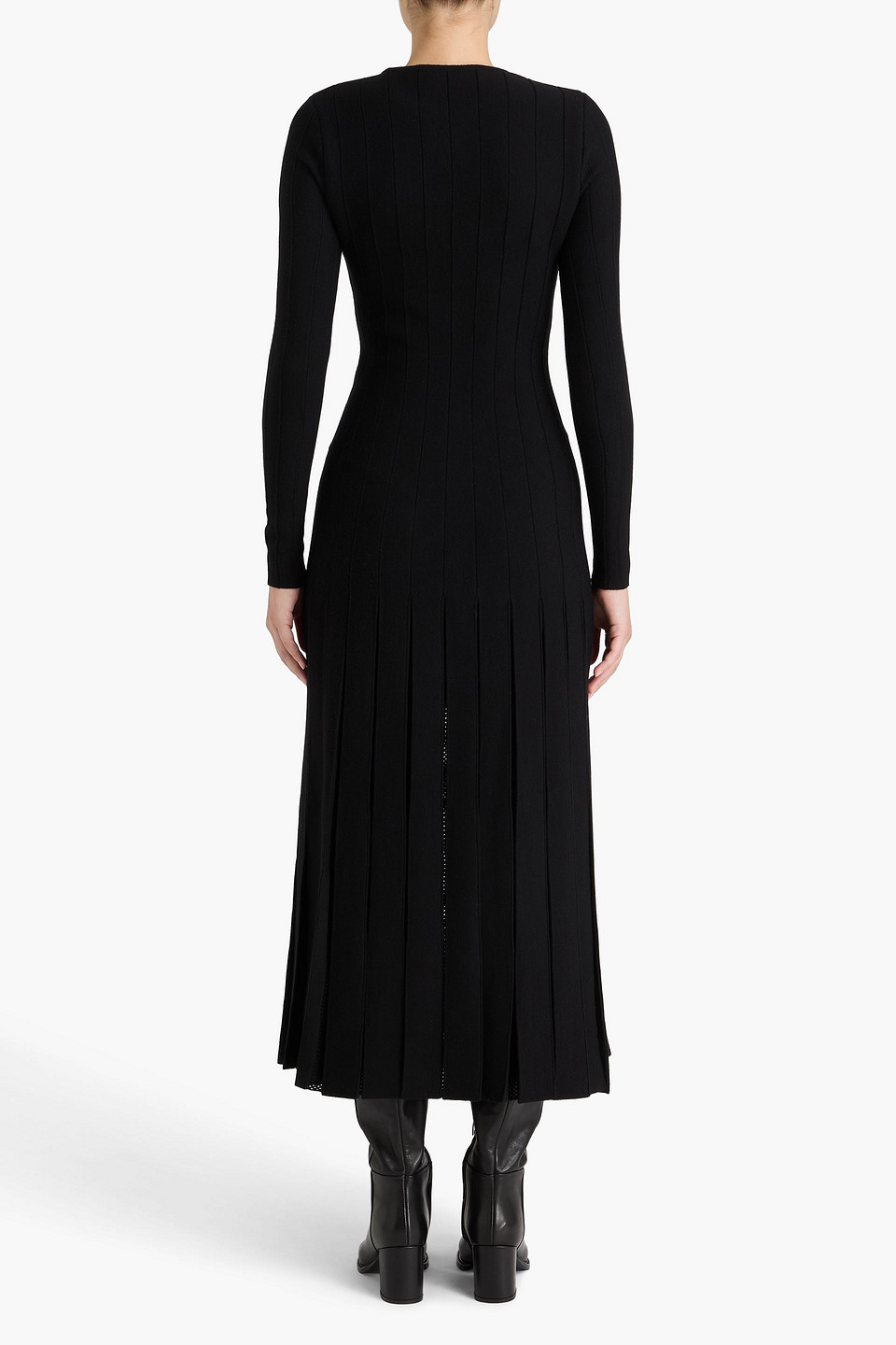 Gabriela Hearst Walsh Crochet-trimmed Wool And Silk-blend Midi Dress In Black