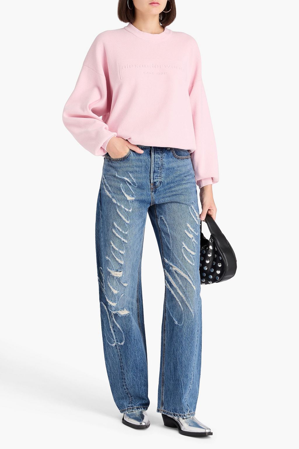 ALEXANDER WANG Distressed high-rise tapered jeans
