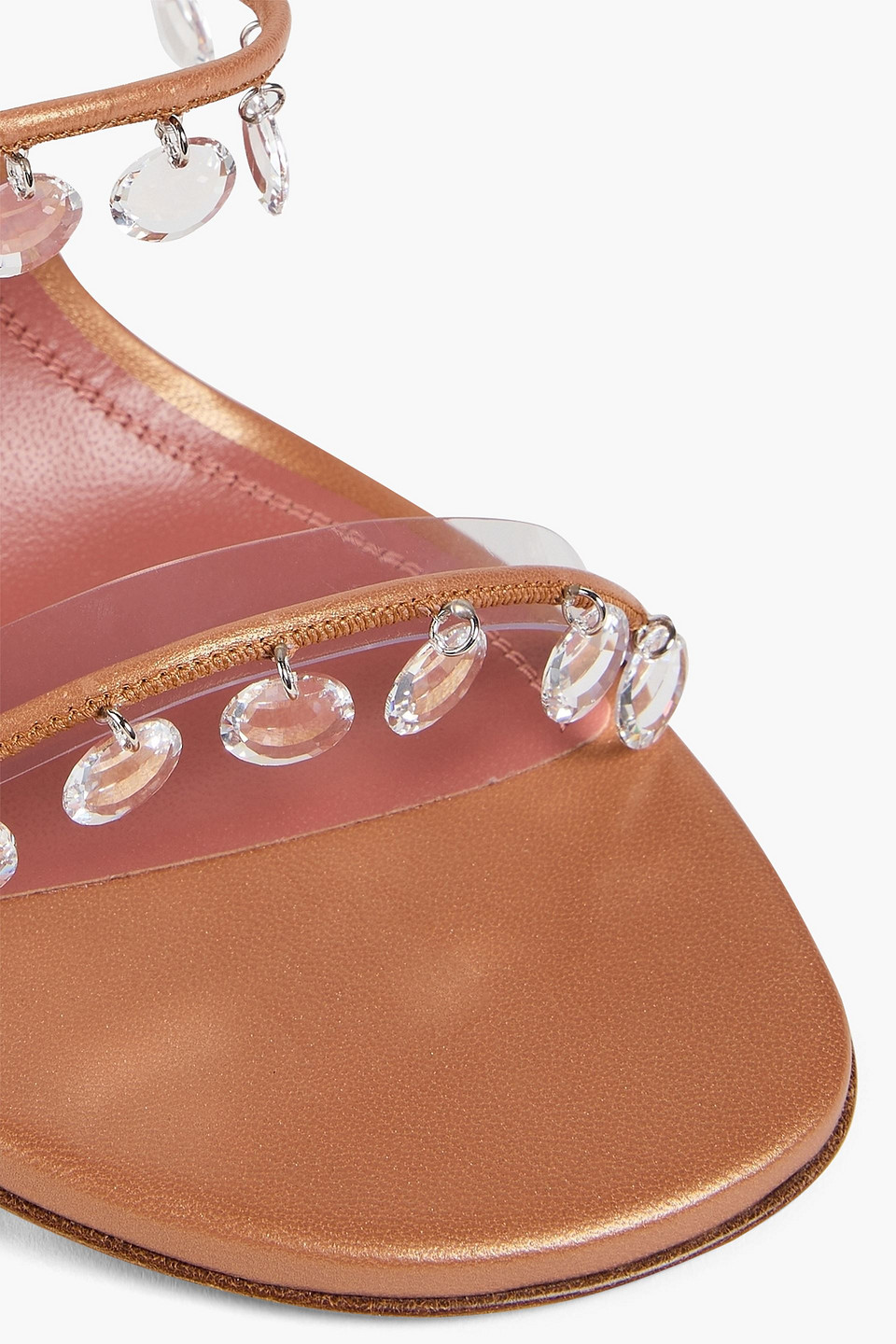 Amina Muaddi Tina Crystal-embellished Leather Sandals In Animal Print