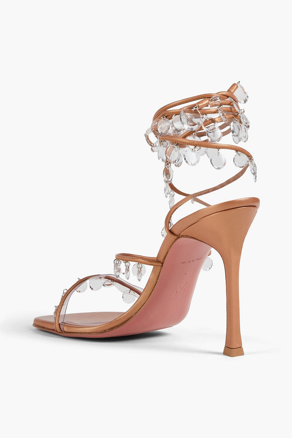 Amina Muaddi Tina Crystal-embellished Leather Sandals In Animal Print