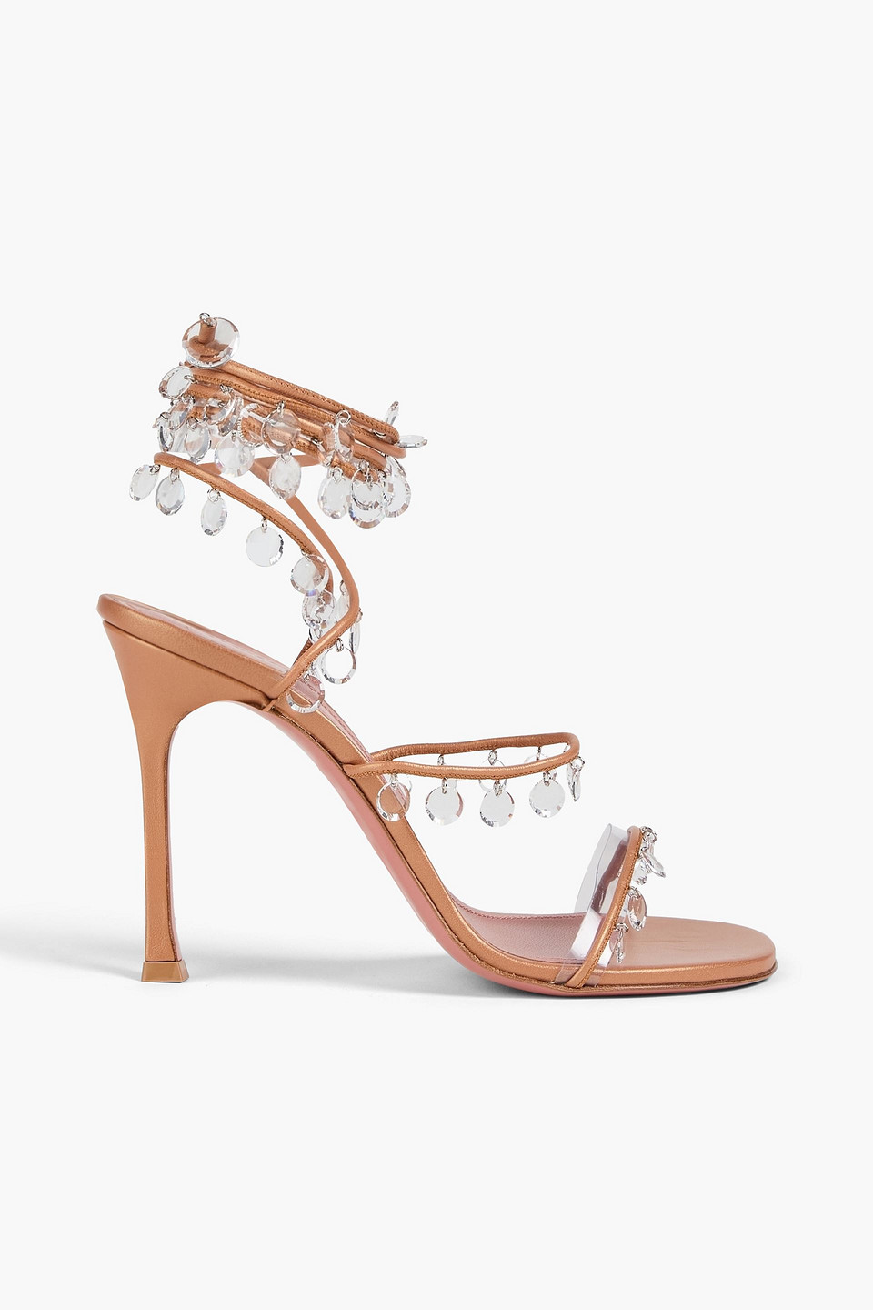 Amina Muaddi Tina Crystal-embellished Leather Sandals In Animal Print