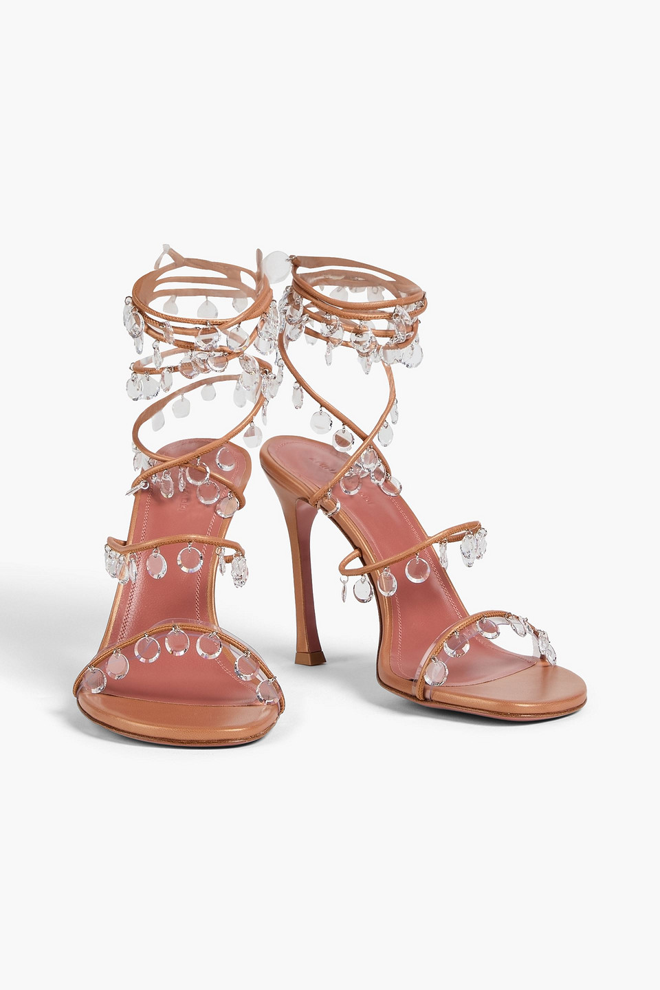 Amina Muaddi Tina Crystal-embellished Leather Sandals In Animal Print