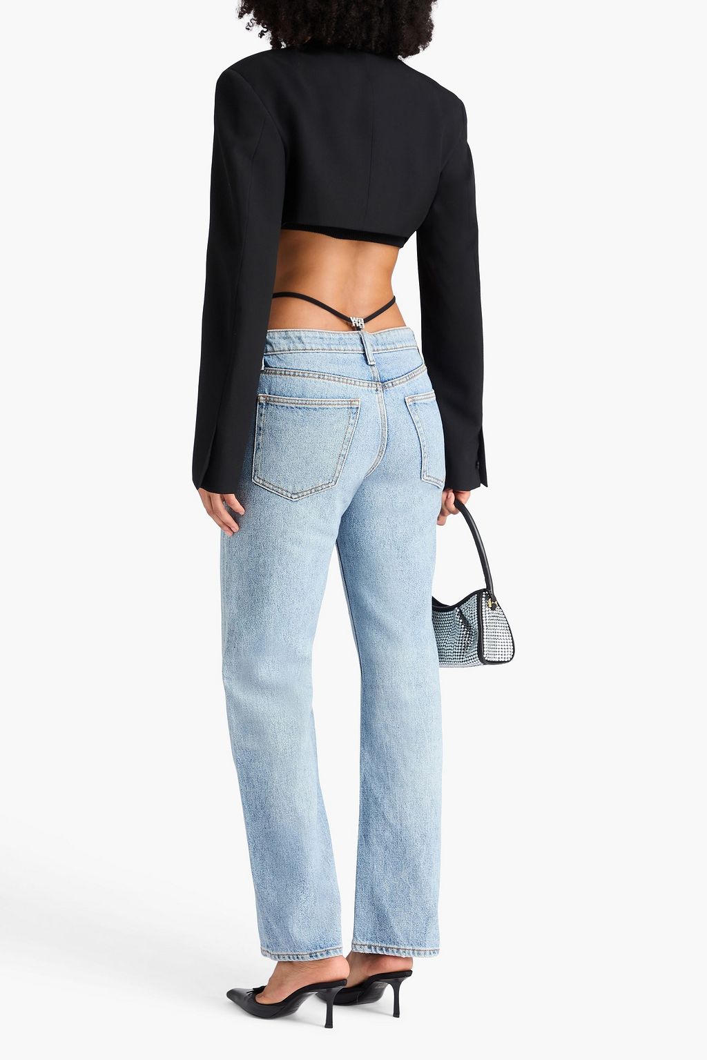 ALEXANDER WANG Embellished faded mid-rise straight-leg jeans