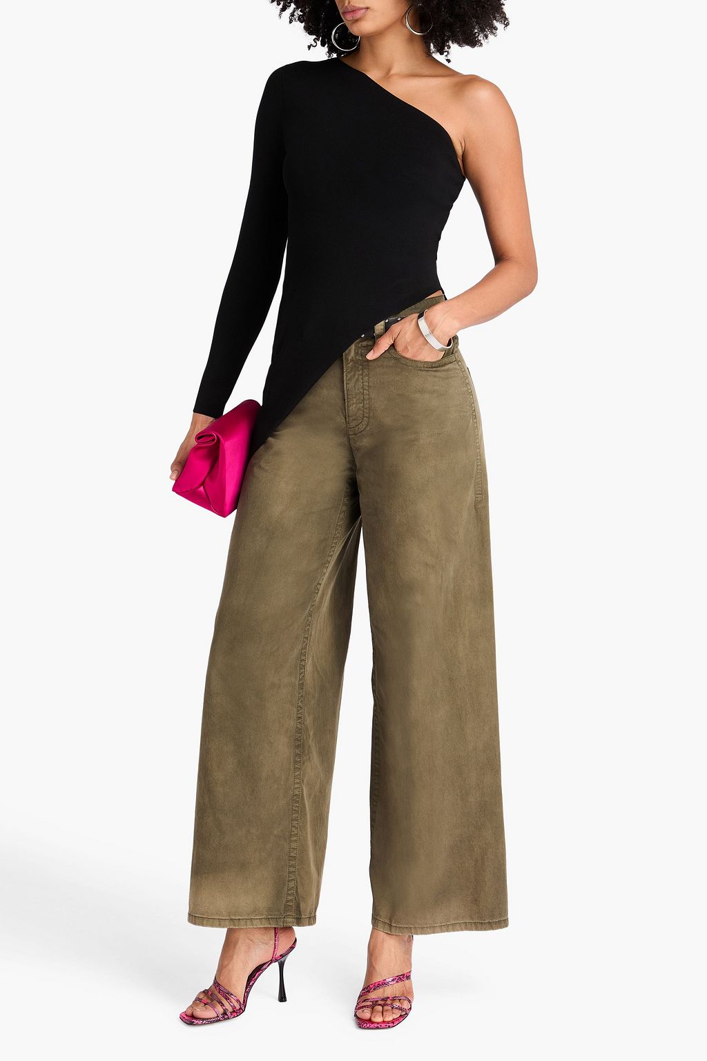 ALEXANDER WANG Asymmetric one-sleeve knitted top