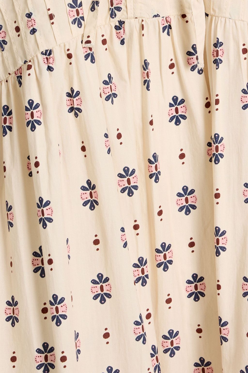 FARM RIO Pintucked printed cotton-voile mini dress