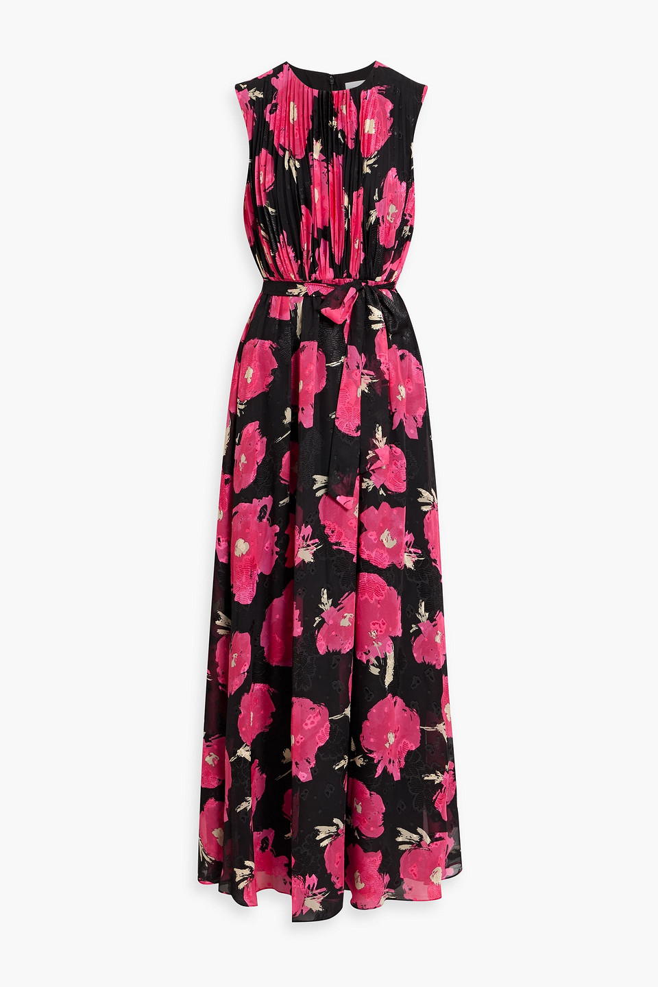 Mikael Aghal Floral-print Fil Coupé Chiffon Maxi Dress In Pink