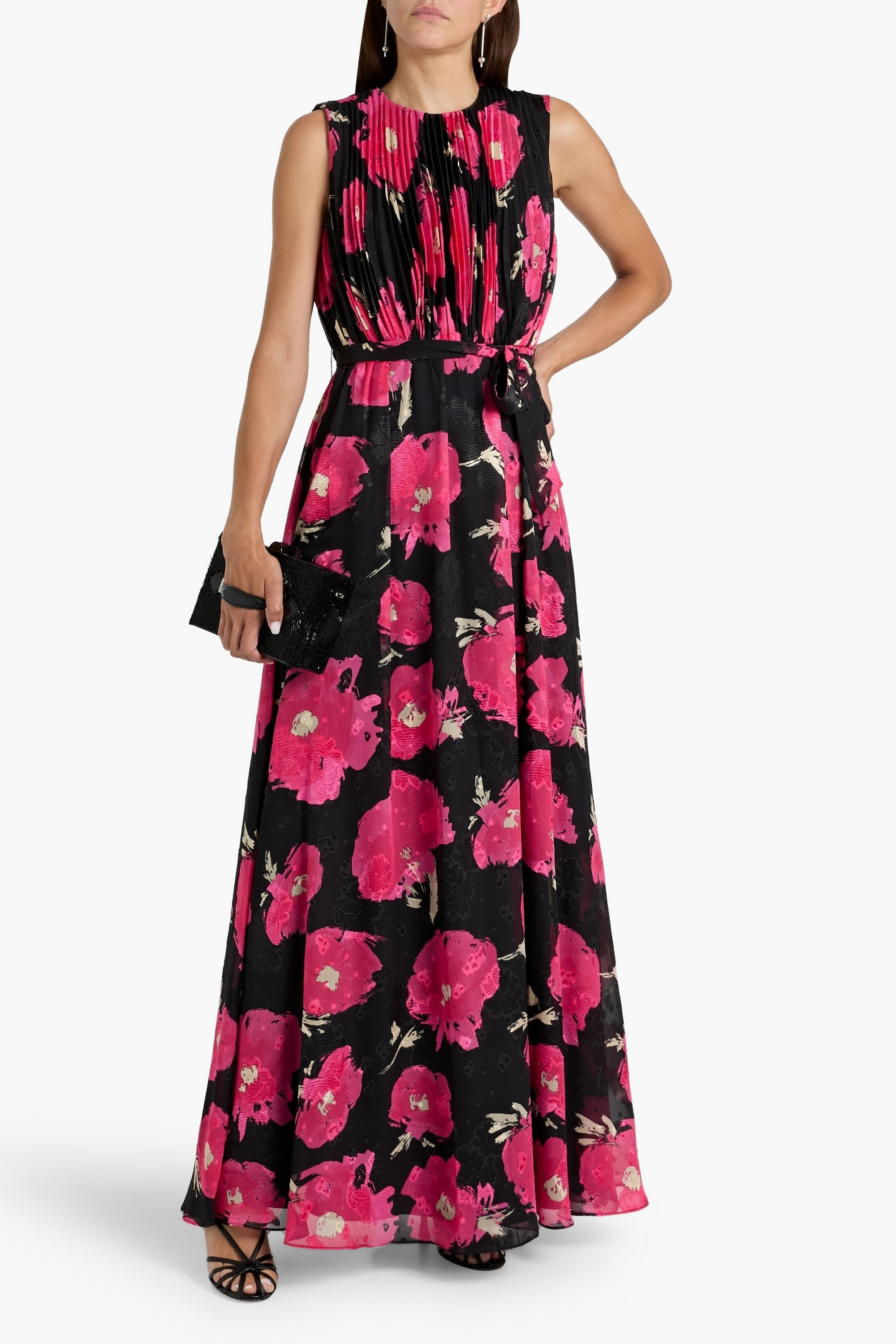 MIKAEL AGHAL Floral-print fil coupé chiffon maxi dress