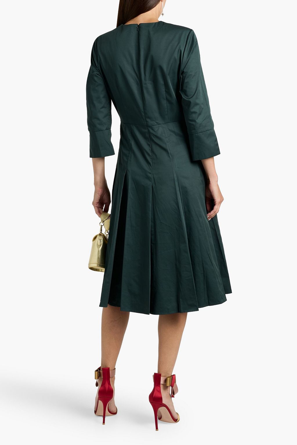 MIKAEL AGHAL Pleated poplin midi dress