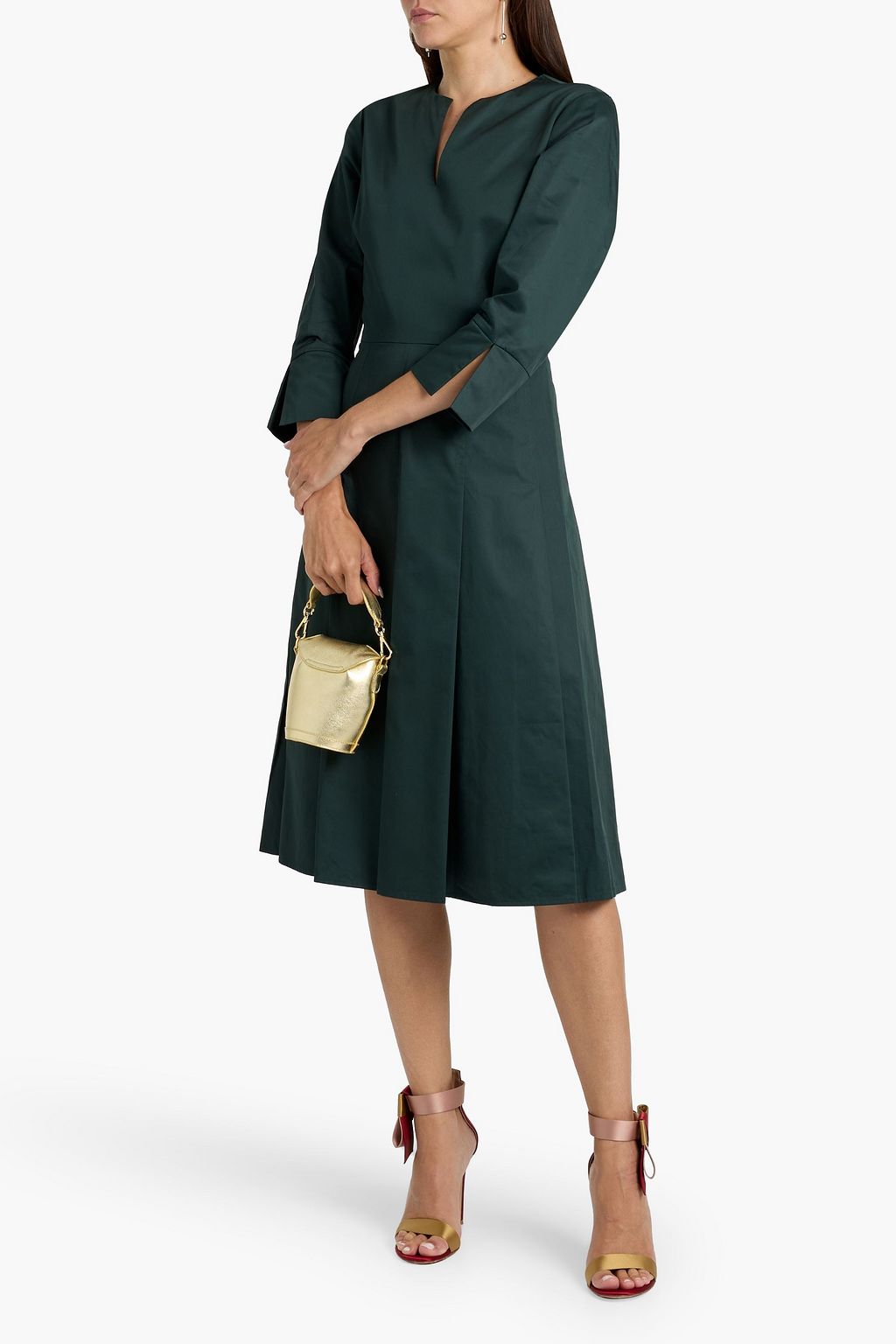 MIKAEL AGHAL Pleated poplin midi dress