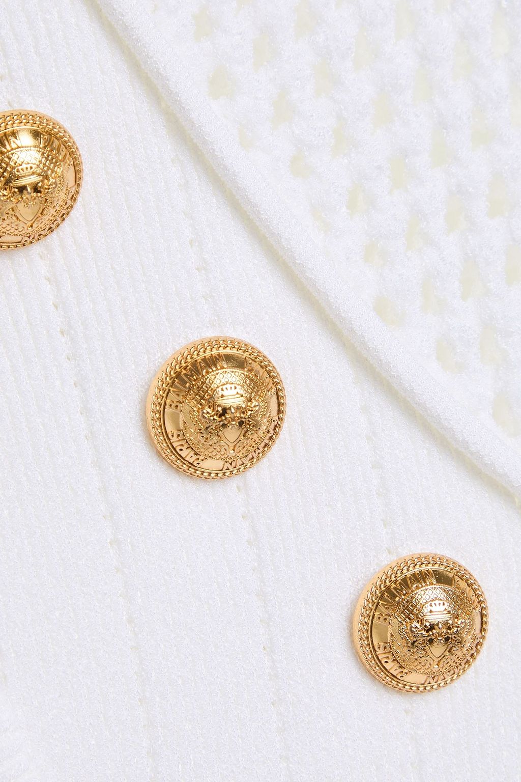 BALMAIN Cutout ribbed and open-knit midi dress