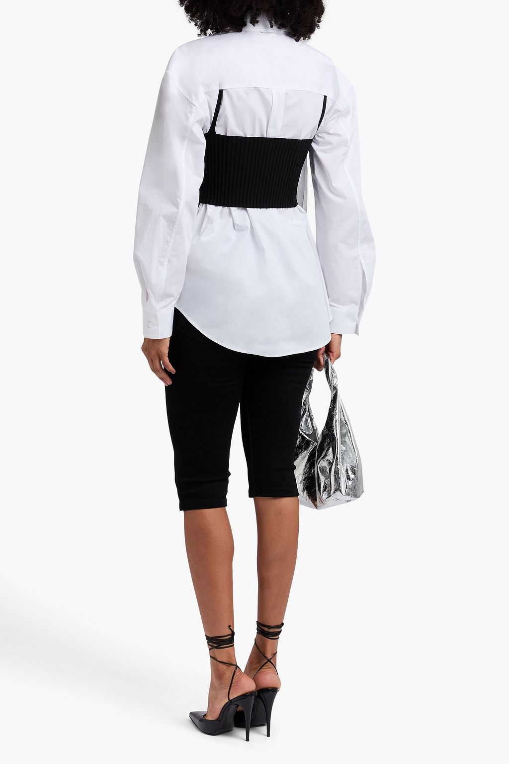 ALEXANDER WANG Ribbed-knit and cotton-poplin shirt
