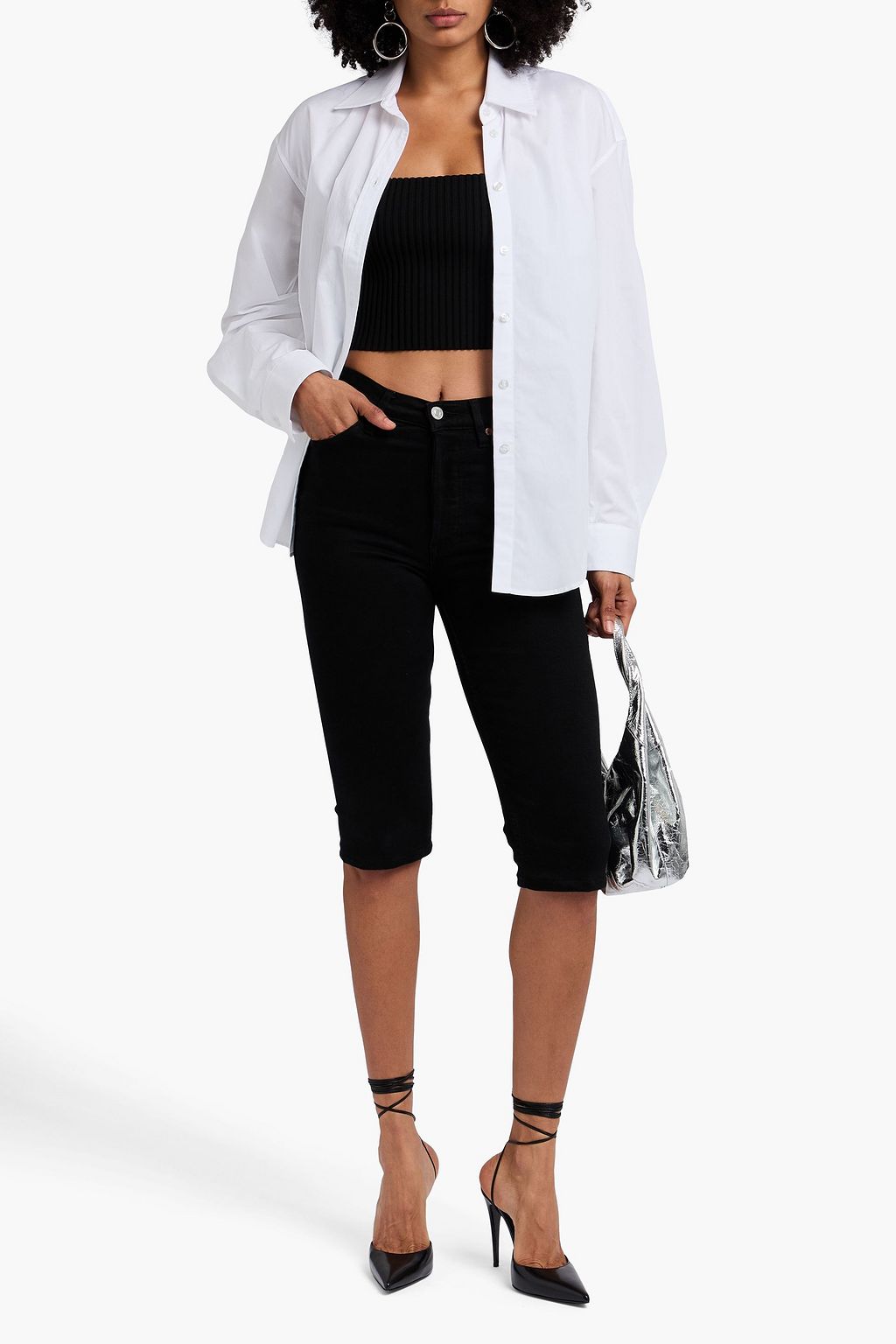 ALEXANDER WANG Ribbed-knit and cotton-poplin shirt